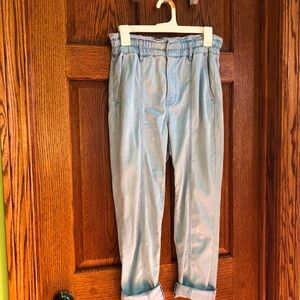 White House Black Market Blue High Rise Jeans with Cuffed Hems and Pleated Front